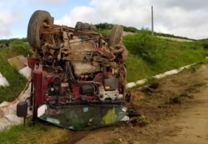 Caminhoneiro morre após acidente com caminhão de trigo na BR-424, em Garanhuns