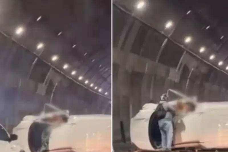 Caminhonete capota após colidir com carreta no túnel da Rodovia dos Imigrantes