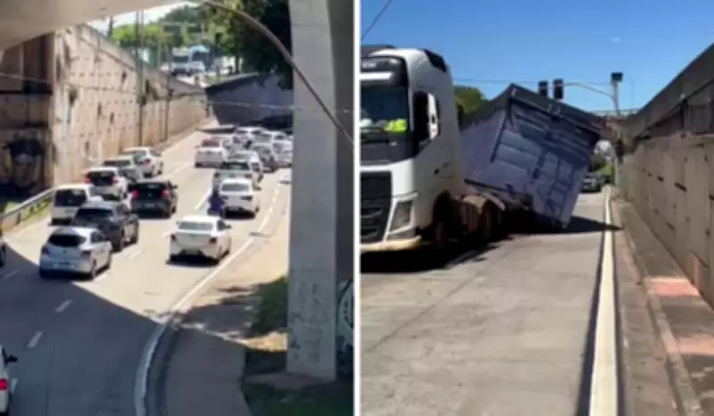 Carreta tomba e interdita avenida em Piracicaba por quatro horas sem vítimas