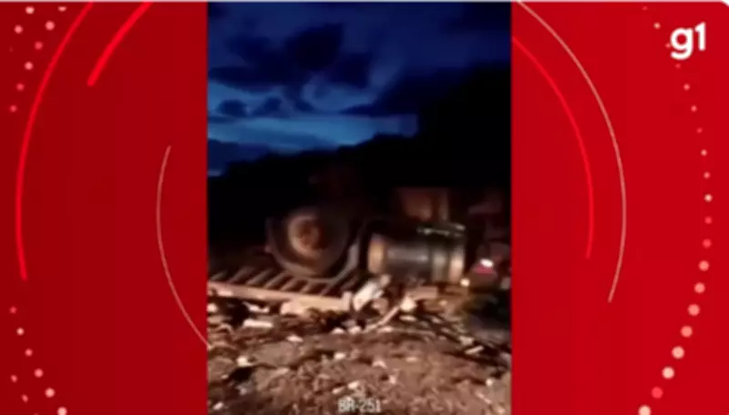 Carreta tomba na BR-251 e mata motorista em acidente próximo a Riacho dos Machados