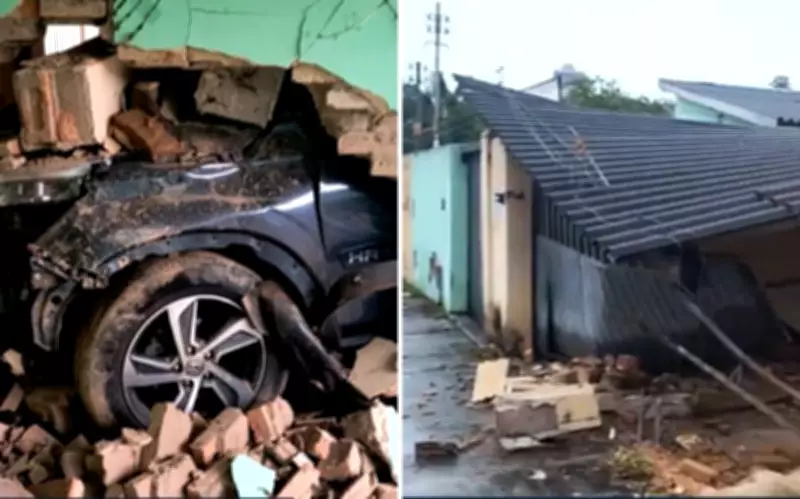 Carro desgovernado invade residência em Goiânia após motorista confundir pedais