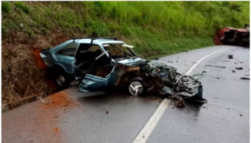 Casal idoso morre em colisão frontal com carreta na BR-116 em Leopoldina