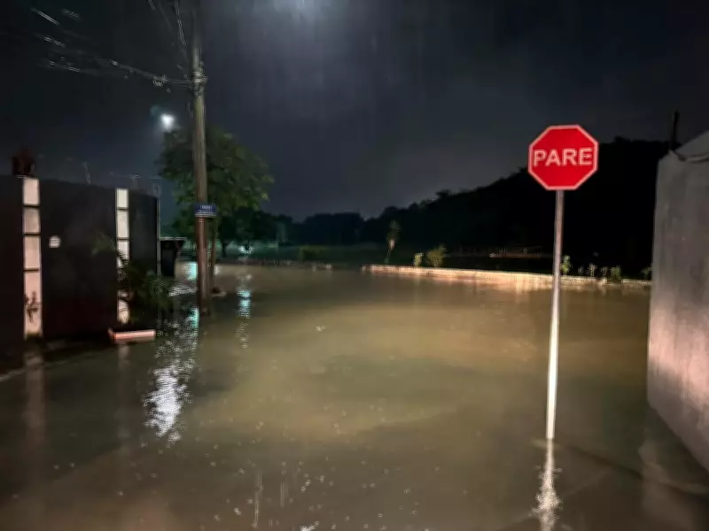 Chuva intensa alaga ruas e eleva nível do Rio Pararangaba em São José dos Campos