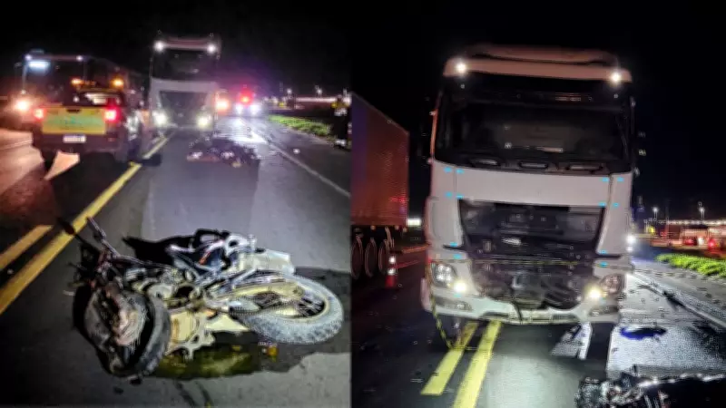 Colisão frontal entre moto e caminhão mata duas pessoas na BR-101 em Linhares