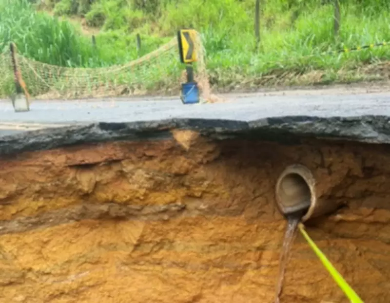 Cratera na RJ-153 se expande e intensifica caos no trânsito entre Barra Mansa e Valença