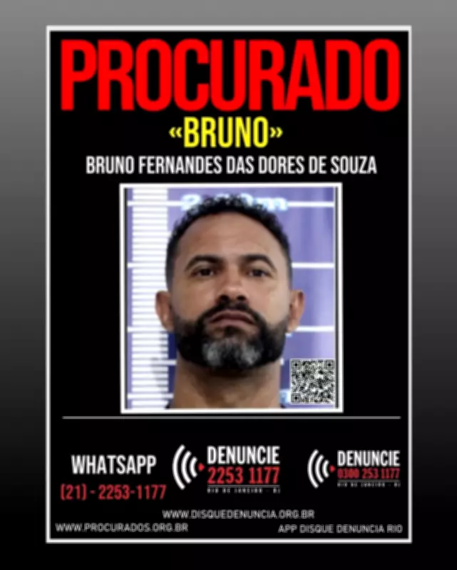 Disque Denúncia emite cartaz de foragido do goleiro Bruno e pede informações sobre paradeiro