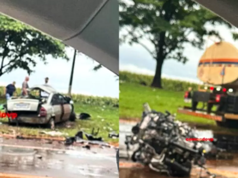 Duas vítimas fatais em colisão frontal entre carro e caminhonete na SP-215 em Dourado
