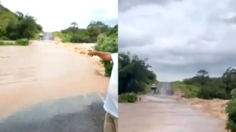 Estrada entre Campinas e Floresta do Piauí fica alagada após fortes chuvas no estado