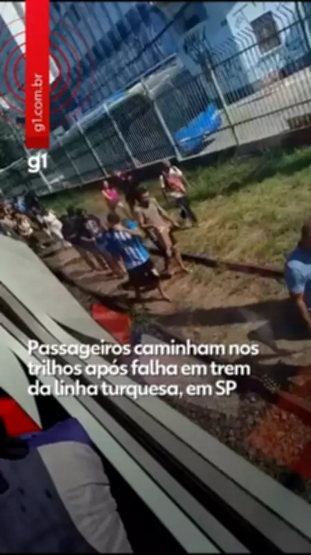 Falha em trem da Linha Turquesa obriga passageiros a caminharem nos trilhos em SP