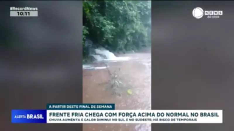 Frente fria intensa atinge Brasil com chuvas fortes e queda de temperatura