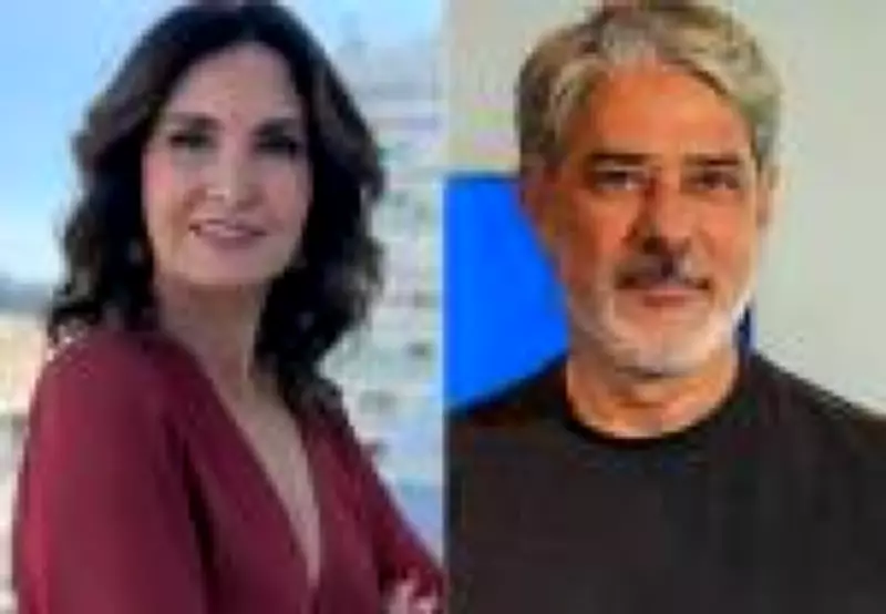 Fátima Bernardes visita redação da Globo e reencontra ex-marido William Bonner