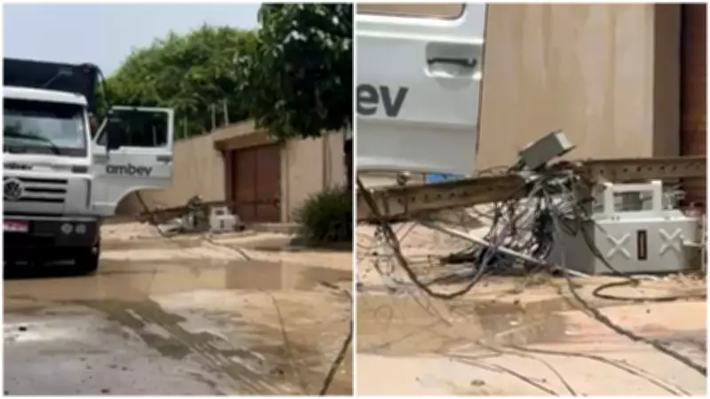 Funcionário de empresa de bebidas morre atingido por poste derrubado por caminhão em Caucaia