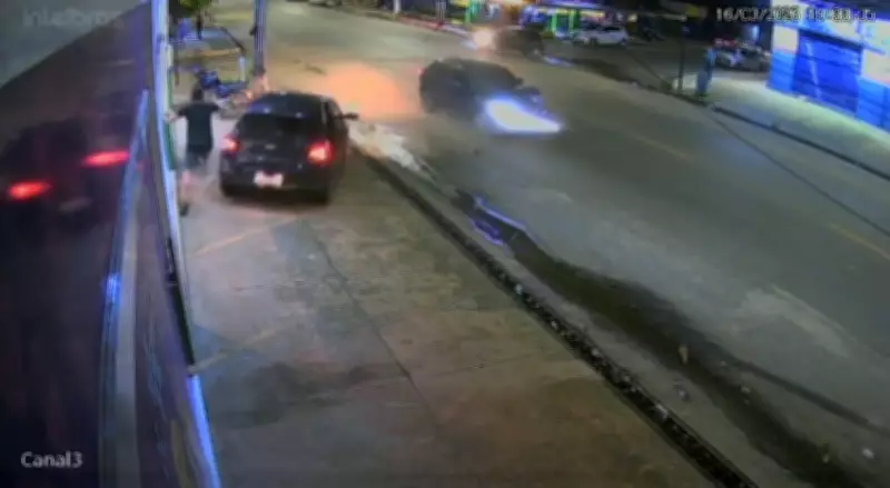 Homem escapa por centímetros de ser atropelado após grave acidente em cruzamento de Santarém