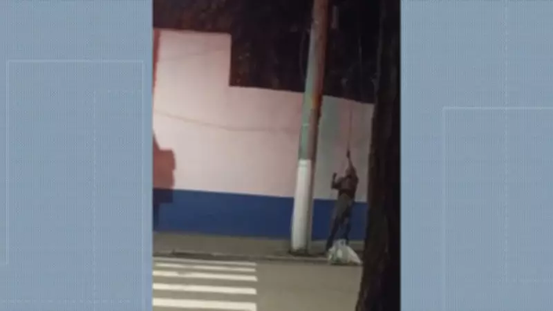 Homem furtando cabos de energia em frente a batalhão da PM em Olaria gera investigação