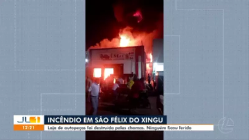 Incêndio destrói loja de autopeças em São Félix do Xingu; suspeita é de fogos de artifício