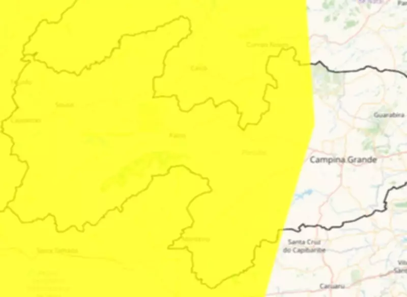 Inmet emite alerta amarelo de chuvas intensas para 129 cidades da Paraíba