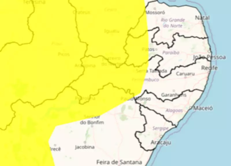 Inmet emite alerta amarelo para chuvas intensas em 19 cidades de Pernambuco
