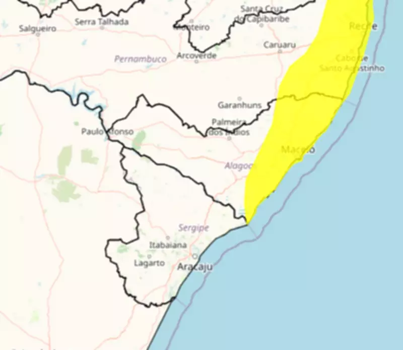 Inmet emite alerta de chuvas intensas e ventos fortes para 47 municípios de Alagoas