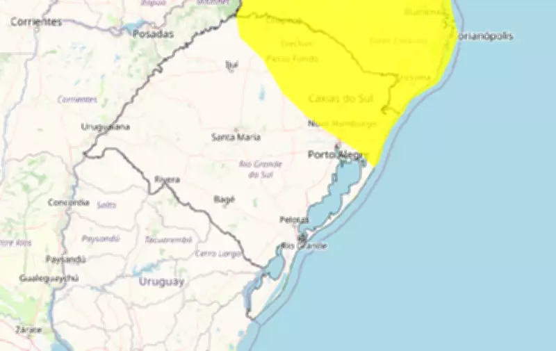 Inmet emite alerta de chuvas intensas no Rio Grande do Sul com ventos fortes