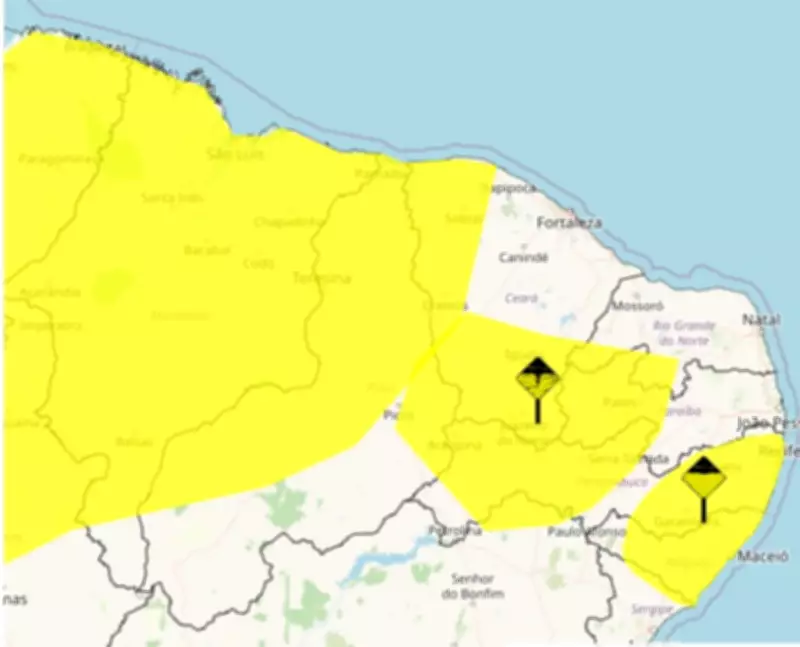 Inmet renova alertas de chuva intensa para mais de 100 municípios de Pernambuco