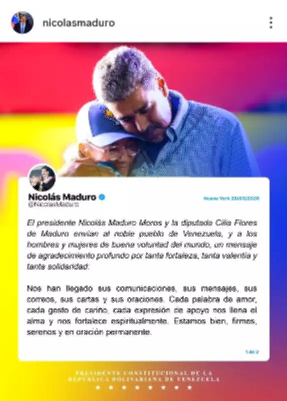 Maduro afirma estar 'bem' em primeira mensagem desde prisão nos EUA por narcotráfico