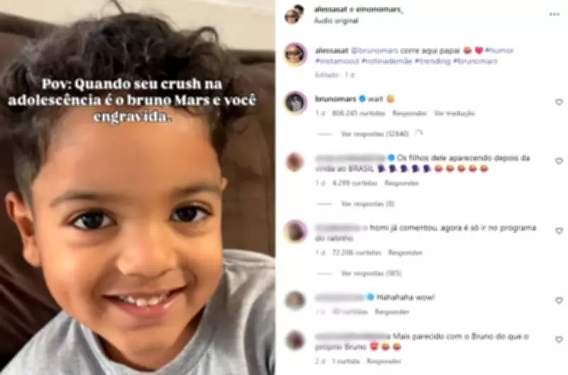 Mãe viraliza ao mostrar filho parecido com Bruno Mars; cantor comenta e família celebra
