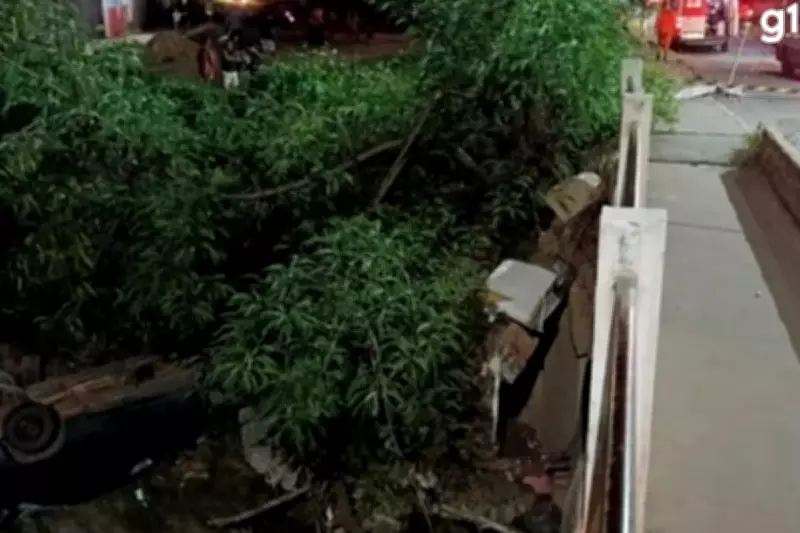 Motorista capota carro após se assustar com motociclista na contramão em Cuiabá