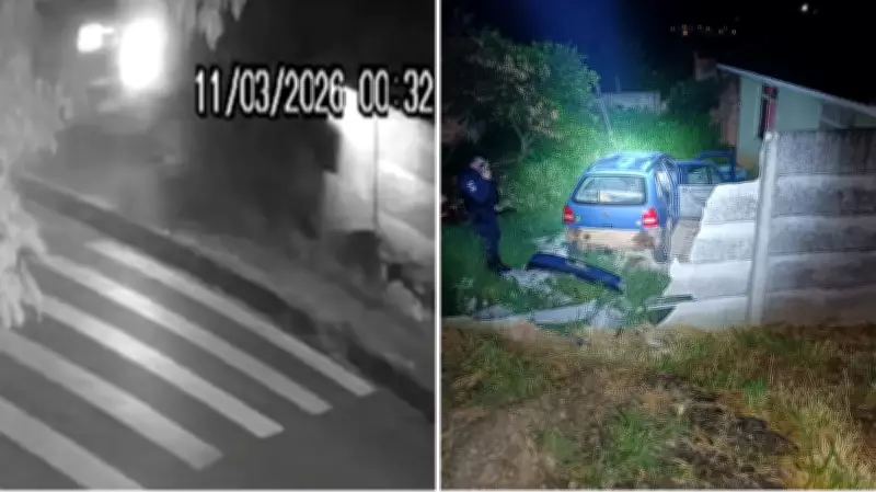 Motorista derruba muro e invade casa em fuga desesperada de guardas em Ponta Grossa