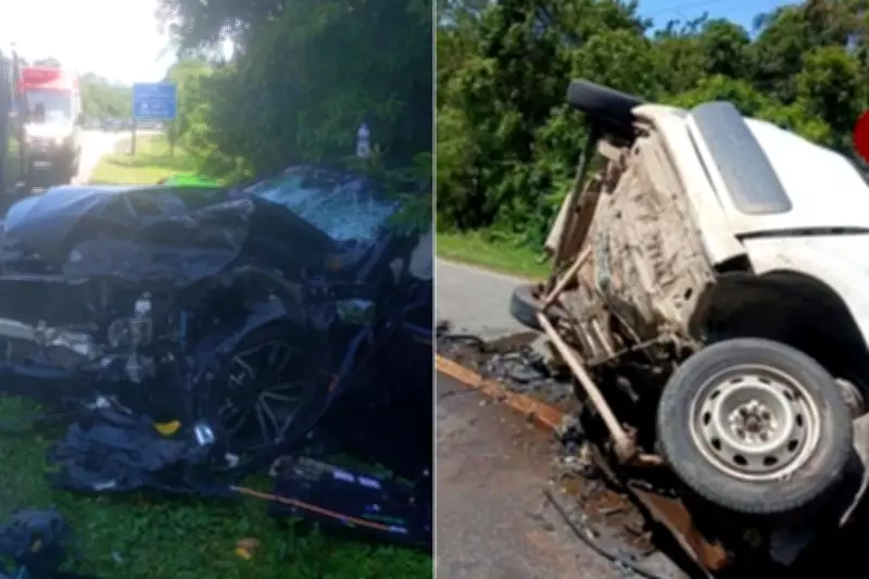 Motorista morre após invadir contramão e colidir frontalmente na Rio-Santos, em Bertioga