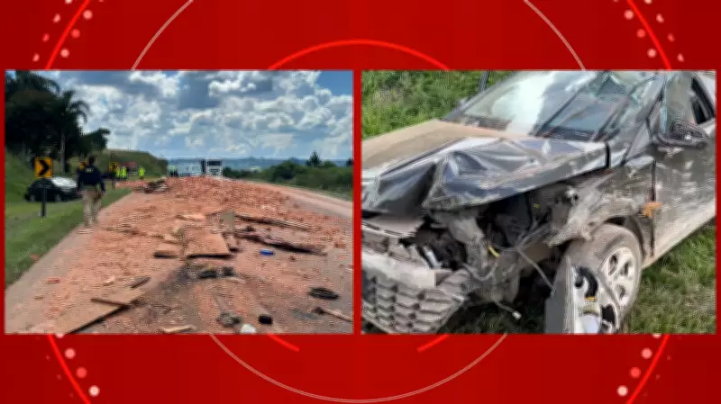 Motorista sobrevive milagrosamente após carro ser atingido por tijolos e capotar na BR-277