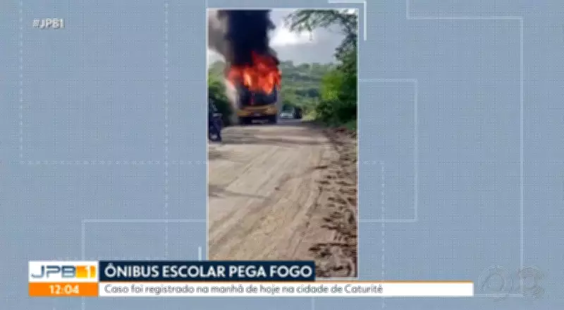 Ônibus escolar pega fogo com 40 estudantes a bordo na Paraíba; todos são evacuados a tempo