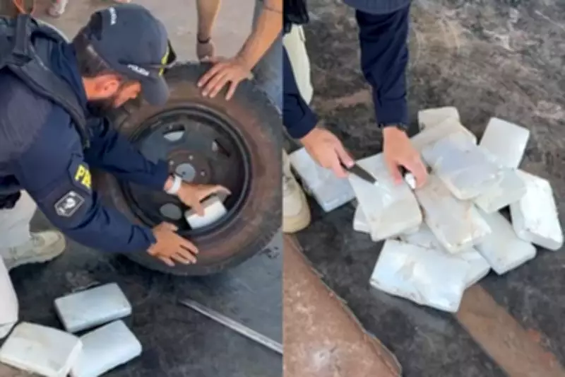 PRF apreende 16 quilos de cocaína escondidos em estepe de caminhonete em Dourados