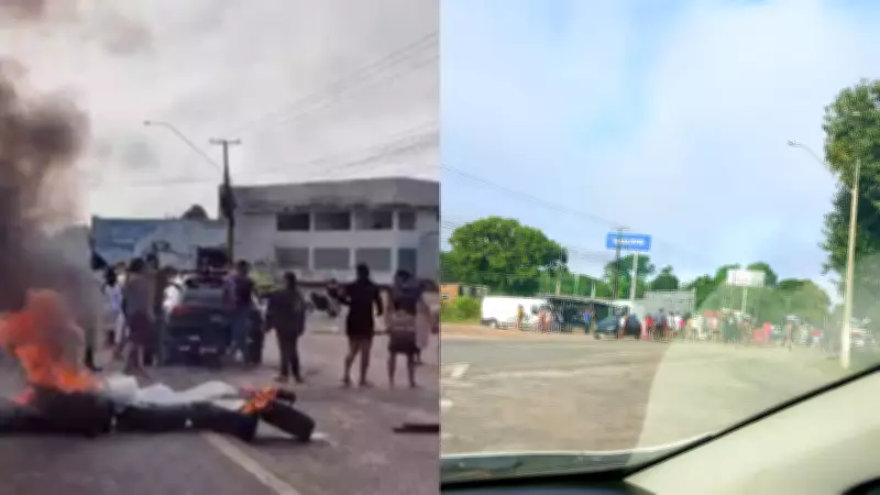 Protesto bloqueia BR-316 em Marituba com queima de pneus e causa lentidão