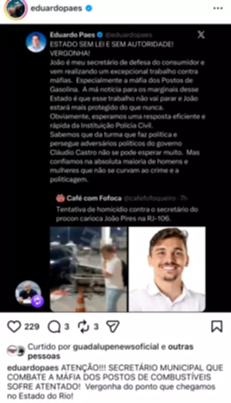 Secretário de Defesa do Consumidor relata perseguição com fuzis na Rodovia Amaral Peixoto