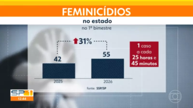 São Paulo registra um feminicídio a cada 25 horas no primeiro bimestre de 2026