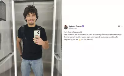 Aos 27 anos, Matheus Tavares viraliza ao anunciar 'primeiro emprego' formal após trajetória informal