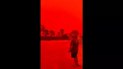 Ciclone Narelle tinge céu da Austrália Ocidental de vermelho intenso com poeira oxidada