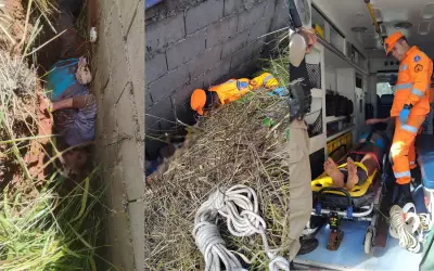 Idoso de 94 anos é resgatado após ficar preso entre barranco e muro em Carmo de Minas