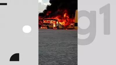 Incêndio destrói frota escolar em garagem municipal de Queimadas, na Paraíba