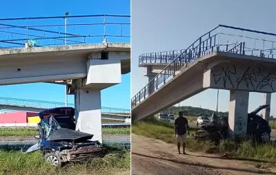 Motorista de 25 anos morre após carro dobrar ao meio em colisão na RJ-140 em São Pedro da Aldeia