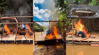 Operação Drakon destrói cinco balsas de garimpo ilegal no Rio das Velhas em Minas Gerais