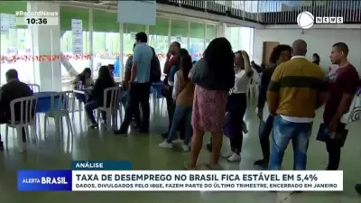 Taxa de desemprego no Brasil permanece estável em 5,4% no trimestre encerrado em janeiro