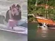 Beijo em jet ski quase vira tragédia após atropelamento por barco pirata em Balneário Camboriú