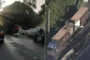 Duas carretas se acidentam na Baixada Santista e interditam rodovias