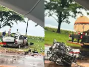 Duas vítimas fatais em colisão frontal entre carro e caminhonete na SP-215 em Dourado