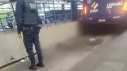 Idosa de 70 anos tem perna esmagada ao cair entre ônibus e plataforma em terminal de Uberaba