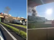 Incêndio em carreta interdita trecho da Rodovia Anhanguera em Campinas