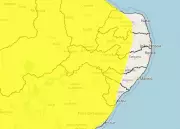 Inmet renova alerta amarelo para chuvas intensas em 50 cidades de Pernambuco