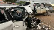 Mulher de 86 anos morre em grave acidente envolvendo dois carros e carreta na BR-285