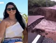 Rodovia desaba após temporal na divisa SE-AL, causando morte e desaparecimento